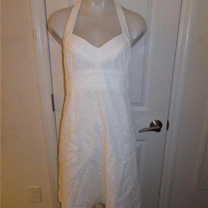 SHIN CHOI WHITE FLORAL CROCHET HALTER DRESS 6